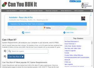 How systemrequirementslab.com looks like on a tablet such as an iPad.