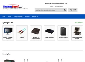 How systemsdirect.com looks like on a tablet such as an iPad.
