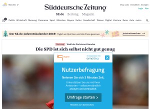 How sz.de looks like on a tablet such as an iPad.