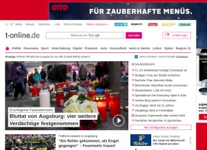 How t-online.de looks like on a tablet such as an iPad.