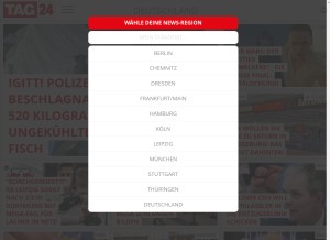 How tag24.de looks like on a tablet such as an iPad.