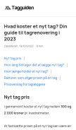 How tagguiden.dk looks like on a mobile device such as an iPhone.