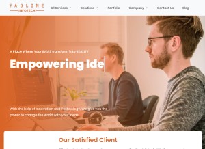 How taglineinfotech.com looks like on a tablet such as an iPad.