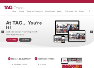 How tagonline.com looks like on a tablet such as an iPad.