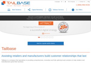 How tailbase.com looks like on a tablet such as an iPad.