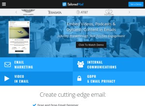 How tailoredmail.com looks like on a tablet such as an iPad.