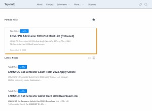 How tajainfo.in looks like on a tablet such as an iPad.