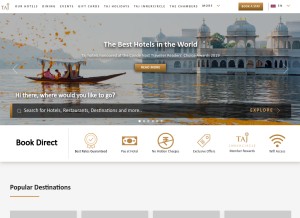 How tajhotels.com looks like on a tablet such as an iPad.