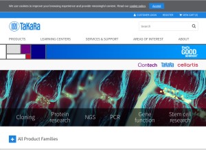 How takarabio.com looks like on a tablet such as an iPad.