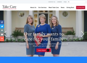 How takecarehomehealth.com looks like on a tablet such as an iPad.