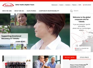 How takeda.com looks like on a tablet such as an iPad.