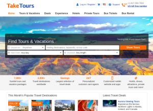 How taketours.com looks like on a tablet such as an iPad.