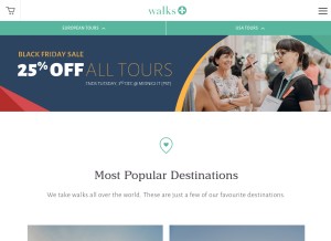 How takewalks.com looks like on a tablet such as an iPad.