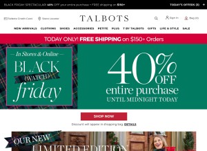 How talbots.com looks like on a tablet such as an iPad.