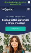 How talkspace.com looks like on a mobile device such as an iPhone.