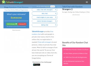 How talkwithstranger.com looks like on a tablet such as an iPad.