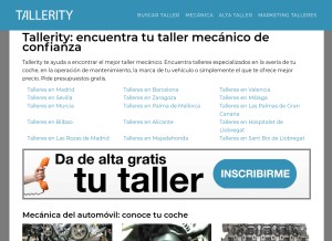 How tallerity.com looks like on a tablet such as an iPad.