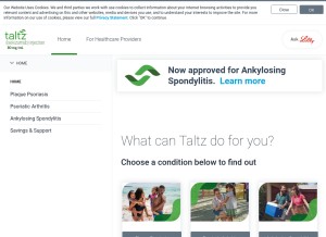 How taltz.com looks like on a tablet such as an iPad.