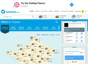 How tameteo.com looks like on a tablet such as an iPad.