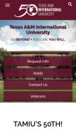 How tamiu.edu looks like on a mobile device such as an iPhone.