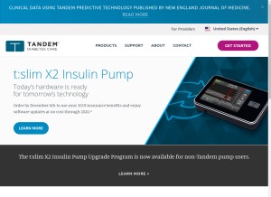 How tandemdiabetes.com looks like on a tablet such as an iPad.