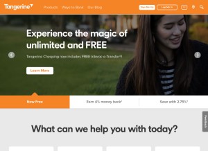 How tangerine.ca looks like on a tablet such as an iPad.