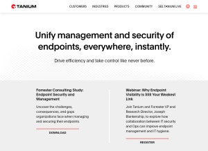 How tanium.com looks like on a tablet such as an iPad.