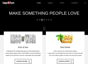 How tap4fun.com looks like on a tablet such as an iPad.