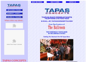 How tapasconcepts.com looks like on a tablet such as an iPad.