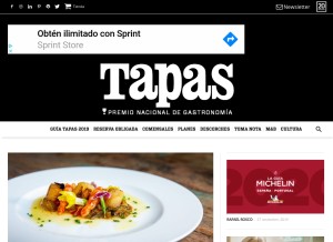 How tapasmagazine.es looks like on a tablet such as an iPad.