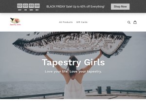 How tapestrygirls.com looks like on a tablet such as an iPad.