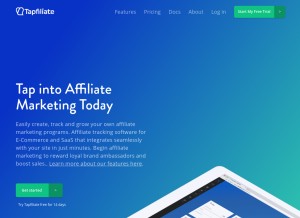 How tapfiliate.com looks like on a tablet such as an iPad.