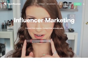 How tapinfluence.com looks like on a tablet such as an iPad.