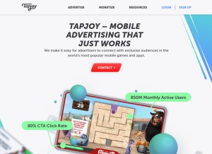 How tapjoy.com looks like on a tablet such as an iPad.