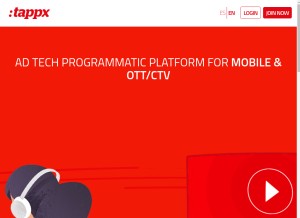 How tappx.com looks like on a tablet such as an iPad.