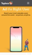 How taptica.com looks like on a mobile device such as an iPhone.