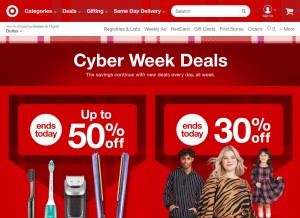 How target.com looks like on a tablet such as an iPad.