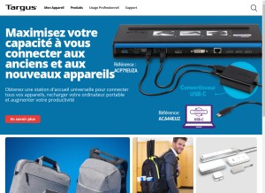 How targus.com looks like on a tablet such as an iPad.