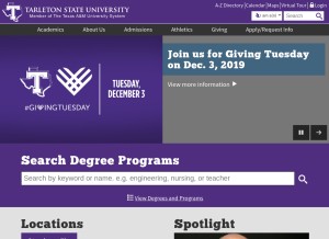 How tarleton.edu looks like on a tablet such as an iPad.