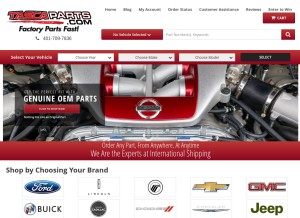 How tascaparts.com looks like on a tablet such as an iPad.