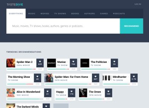 How tastedive.com looks like on a tablet such as an iPad.