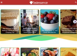 How tastessence.com looks like on a tablet such as an iPad.