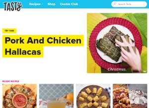 How tasty.co looks like on a tablet such as an iPad.
