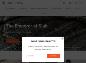 How tateandyoko.com looks like on a tablet such as an iPad.