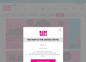 How tati.fr looks like on a tablet such as an iPad.