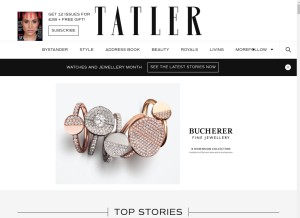 How tatler.com looks like on a tablet such as an iPad.
