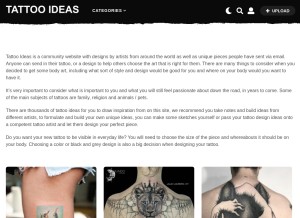 How tattoo-ideas.com looks like on a tablet such as an iPad.