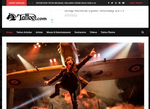 How tattoo.com looks like on a tablet such as an iPad.