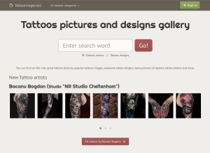 How tattooimages.biz looks like on a tablet such as an iPad.