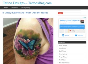 How tattoosbag.com looks like on a tablet such as an iPad.